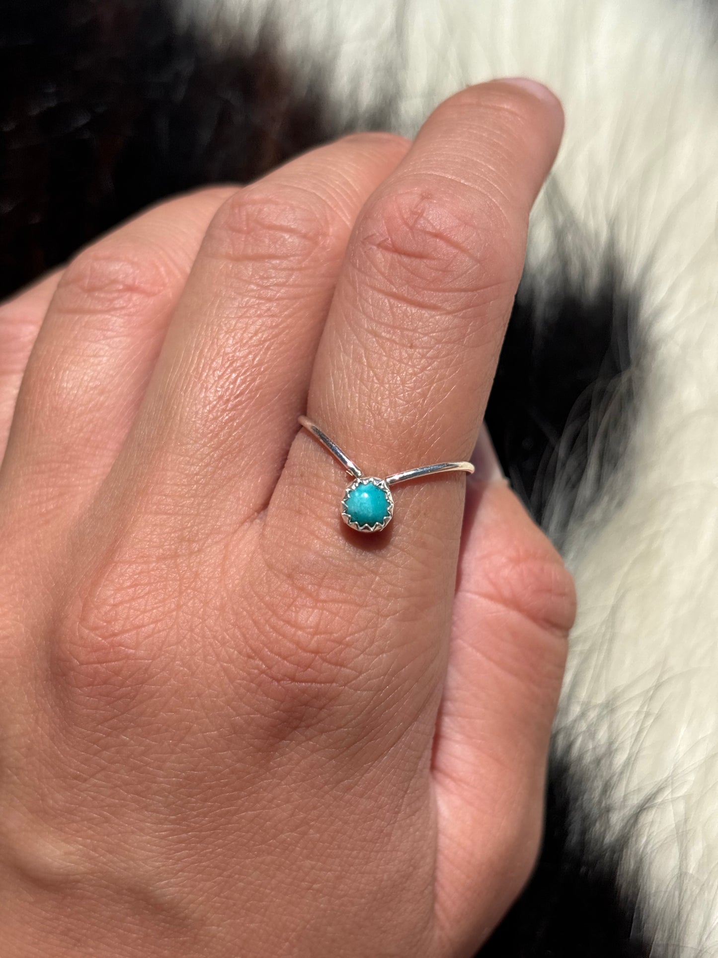 Native American, Hand-Made, Turquoise & Sterling Silver Ring Size 7.75