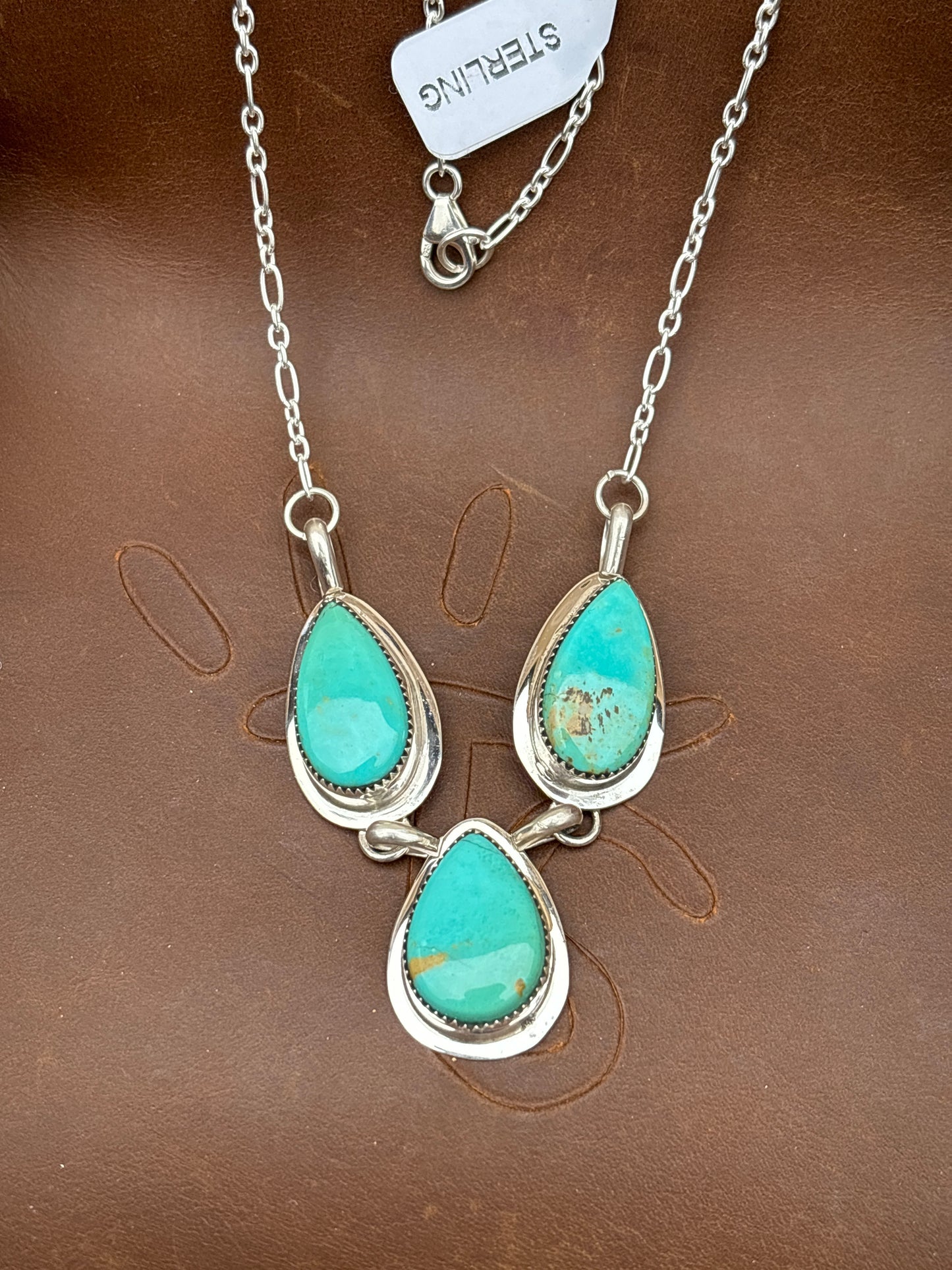 Native American, Hand-Made, Turquoise & Sterling Silver Necklace