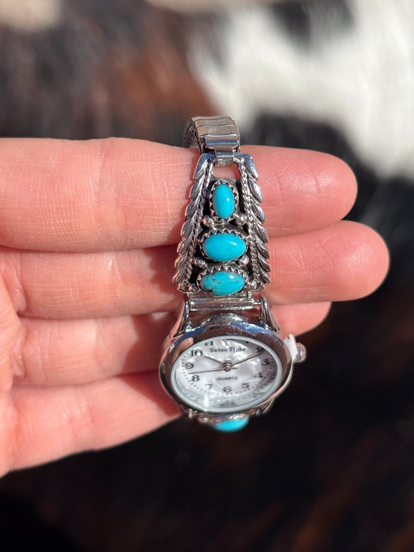 Native American, Handmade, Turquoise & Sterling Silver Watch
