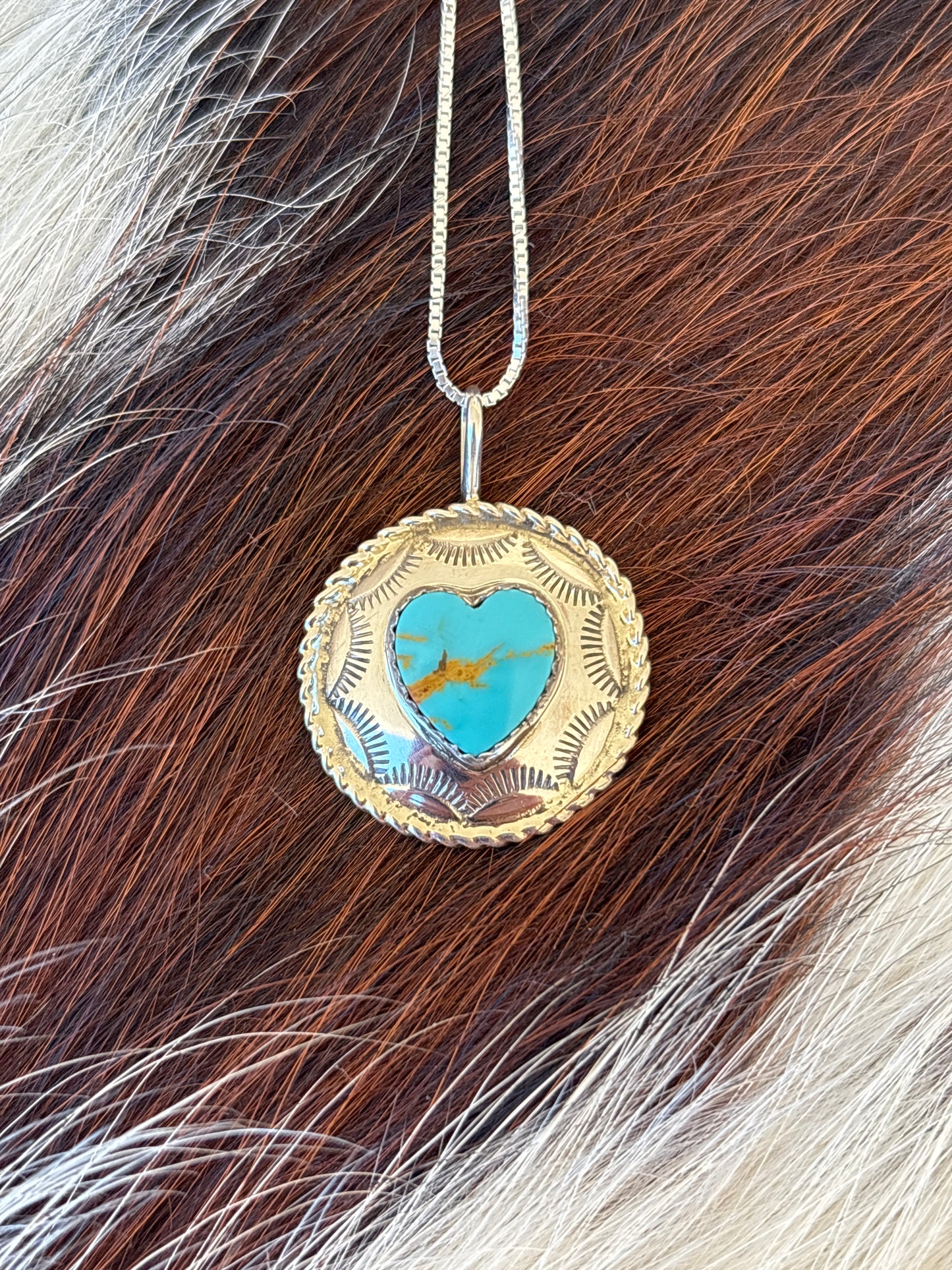 Native American, Hand-Made, Turquoise & Sterling Silver Necklace