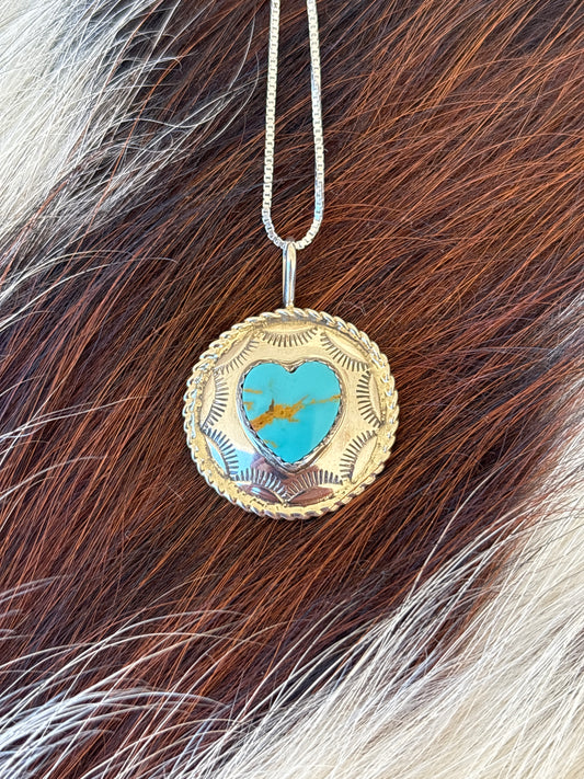 Native American, Hand-Made, Turquoise & Sterling Silver Necklace