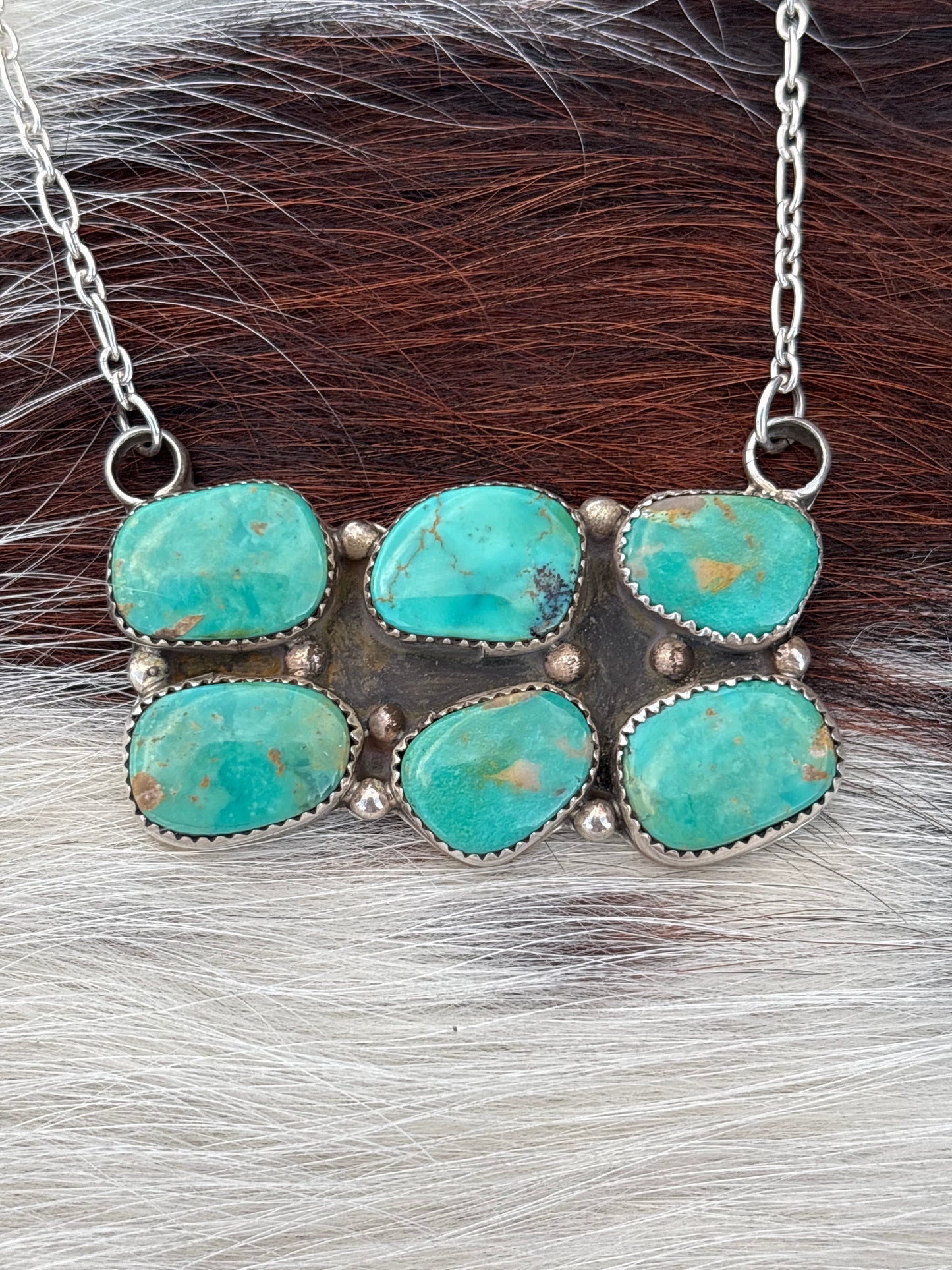 Native American, Hand-Made, Turquoise & Sterling Silver Necklace