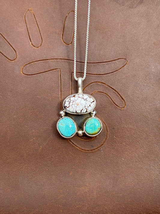Native American, Hand-Made, Turquoise, Wild Horse & Sterling Silver Necklace