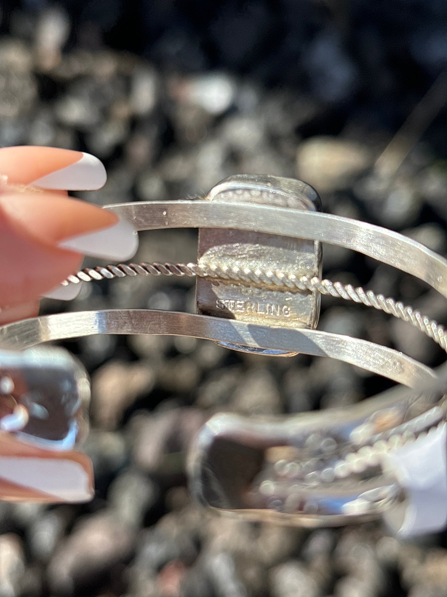 Native American, Handmade, Rosarita Red & Sterling Silver Cuff