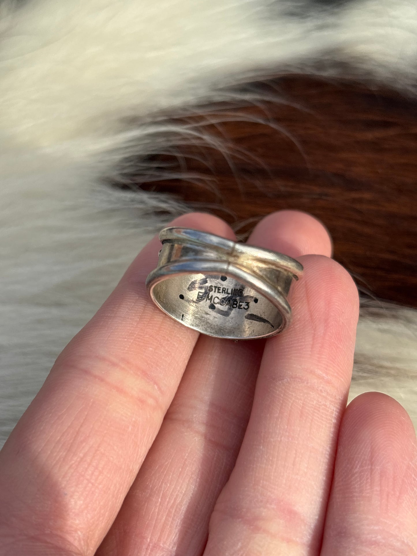 Mens Vintage Native American, Hand-Made, Turquoise & Sterling Silver Ring