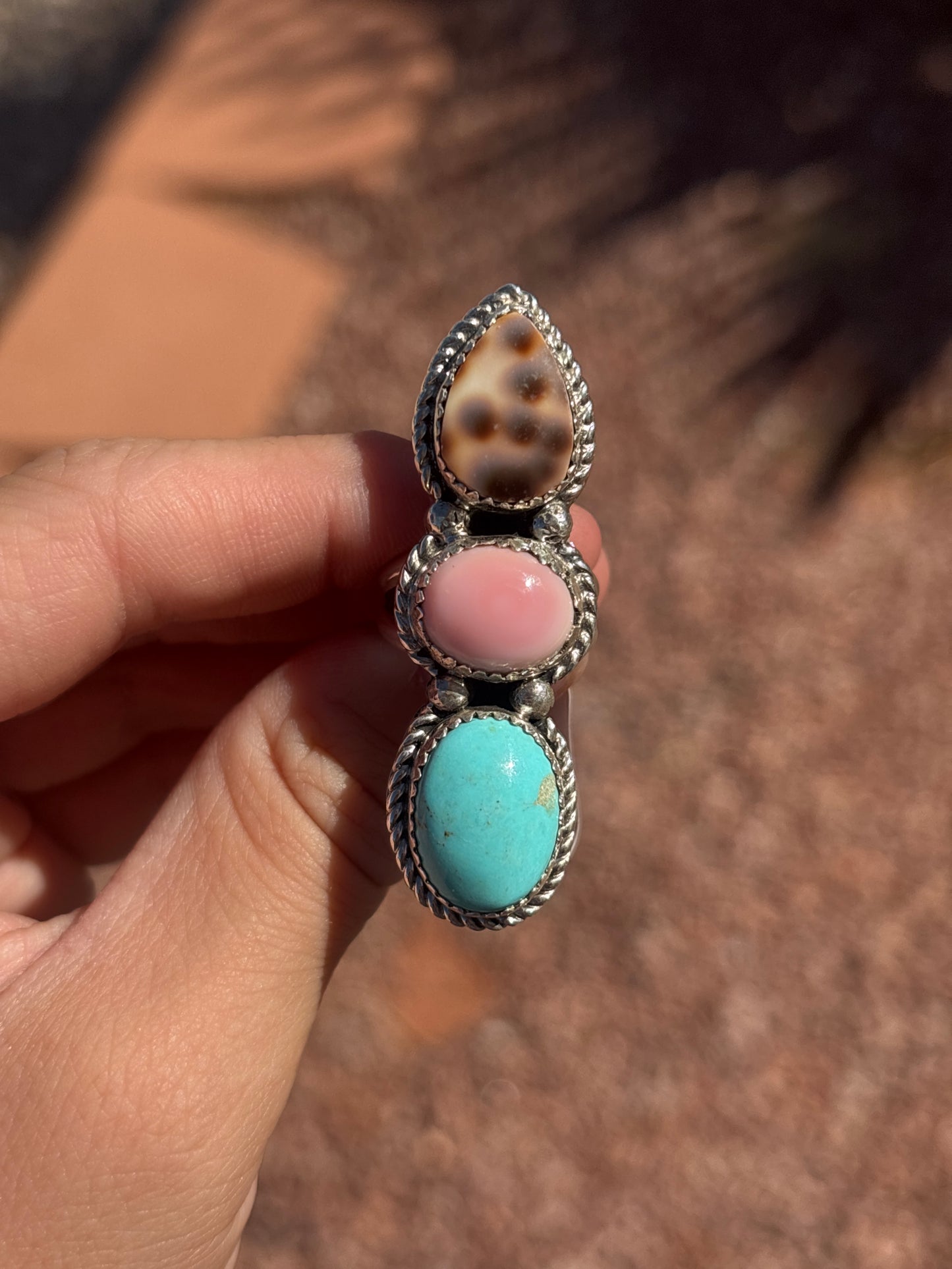 Native American, Hand-Made, Multi-stone & Sterling Silver Ring