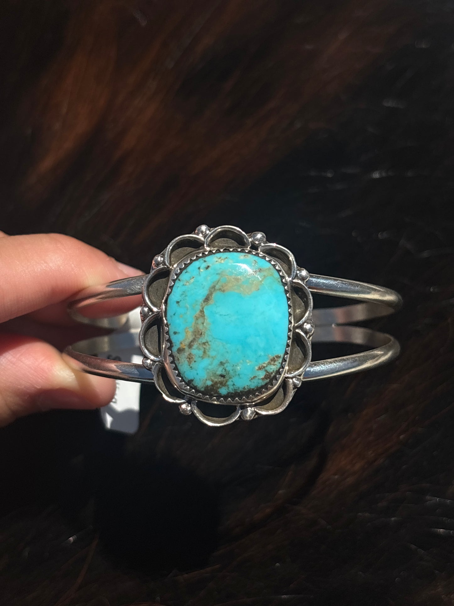 Native American, Handmade, Turquoise & Sterling Silver Cuff