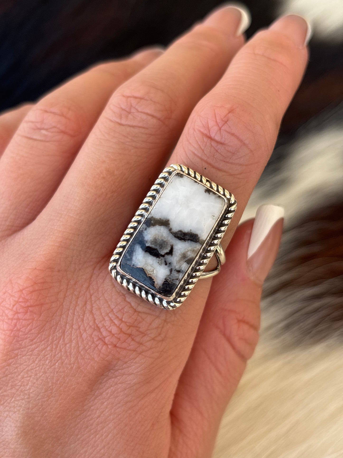 Native American, Hand-Made, Zebra Jasper & Sterling Silver Ring