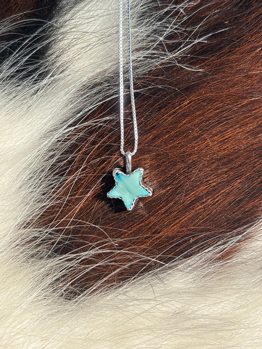 Native American, Hand-Made, Mother of Pearl & Sterling Silver Star Necklace