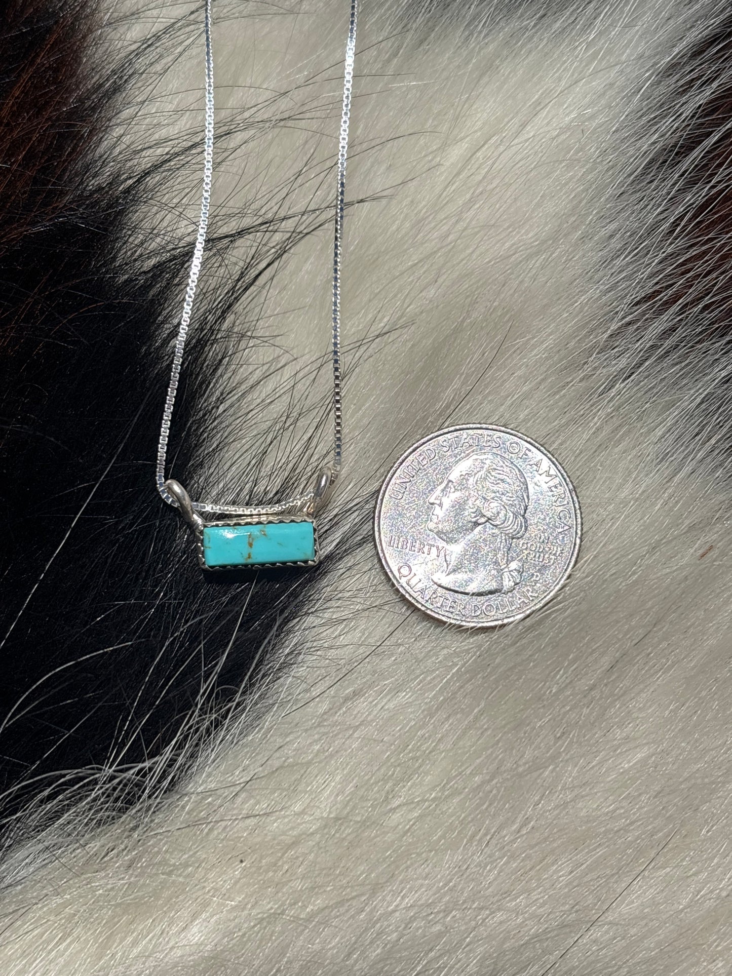 Native American, Hand-Made, Turquoise & Sterling Silver Bar Necklace