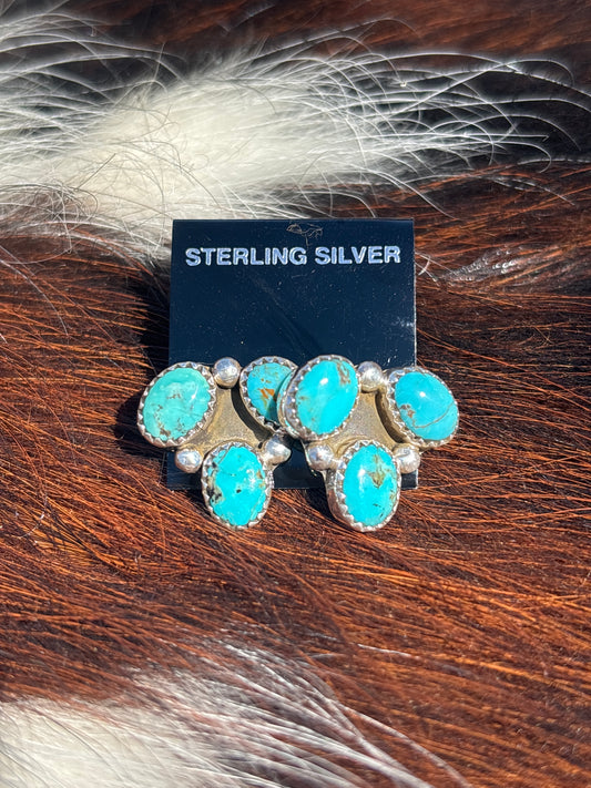 Native Made, Turquoise & Sterling Silver Earrings