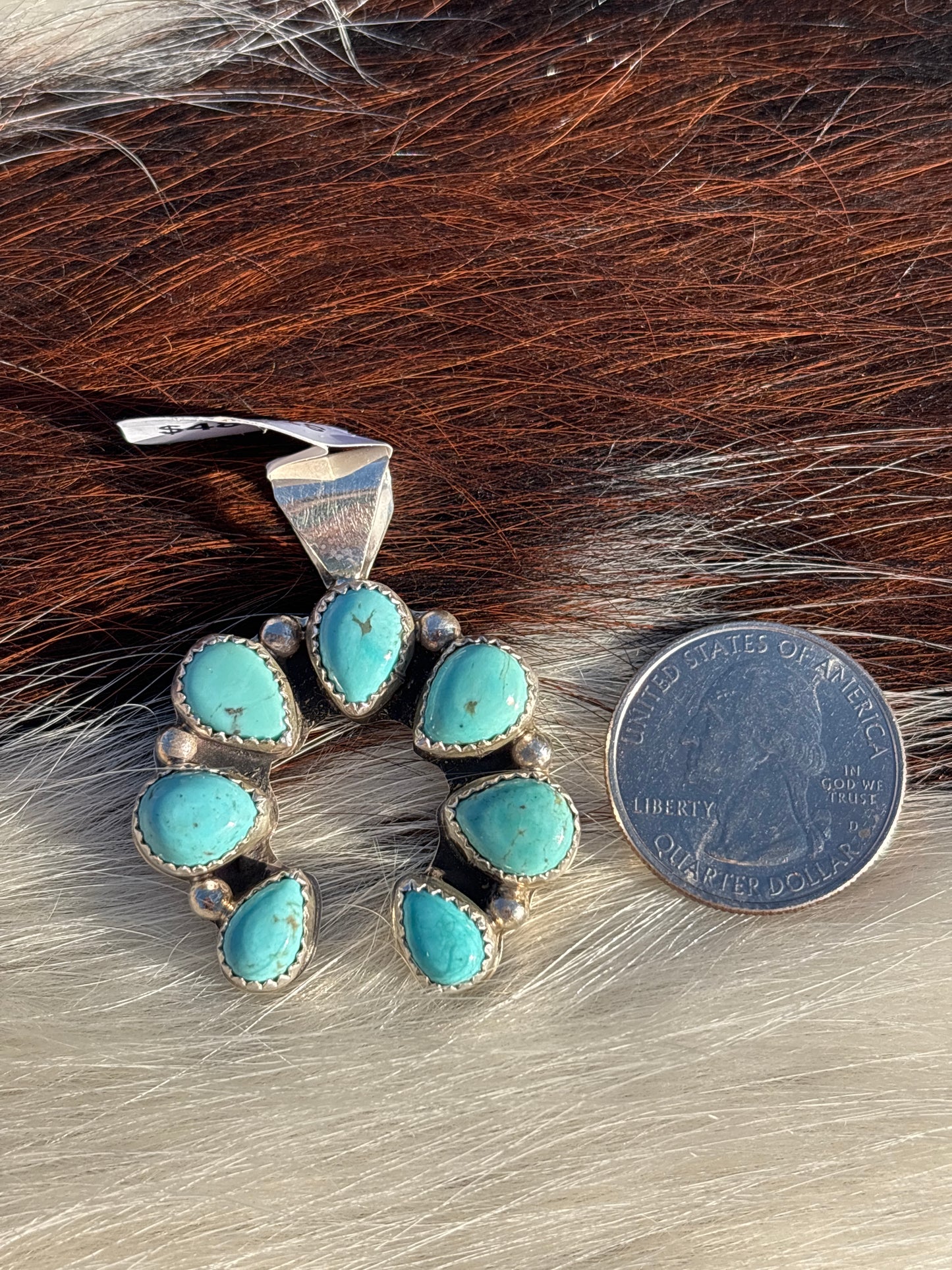 Native American, Hand-Made, Turquoise & Sterling Silver Naja Pendant