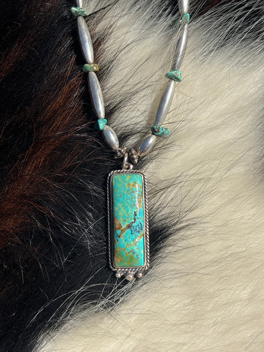 Vintage Native American, Hand-Made, Turquoise & Sterling Silver Necklace