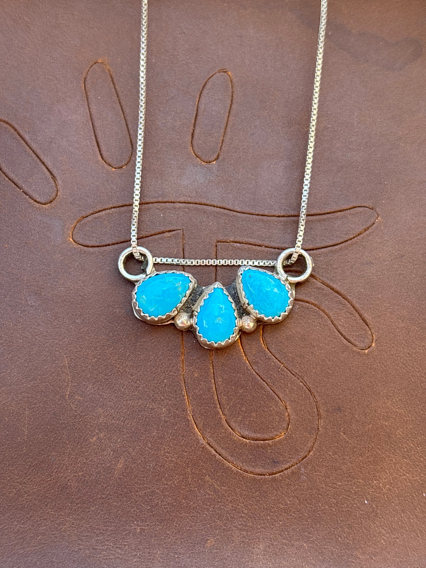 Native American, Hand-Made, Turquoise & Sterling Silver Necklace