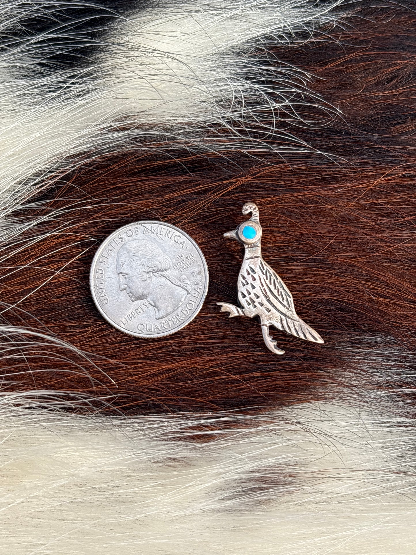 Vintage Native American, Hand-Made, Turquoise & Sterling Silver Brooch