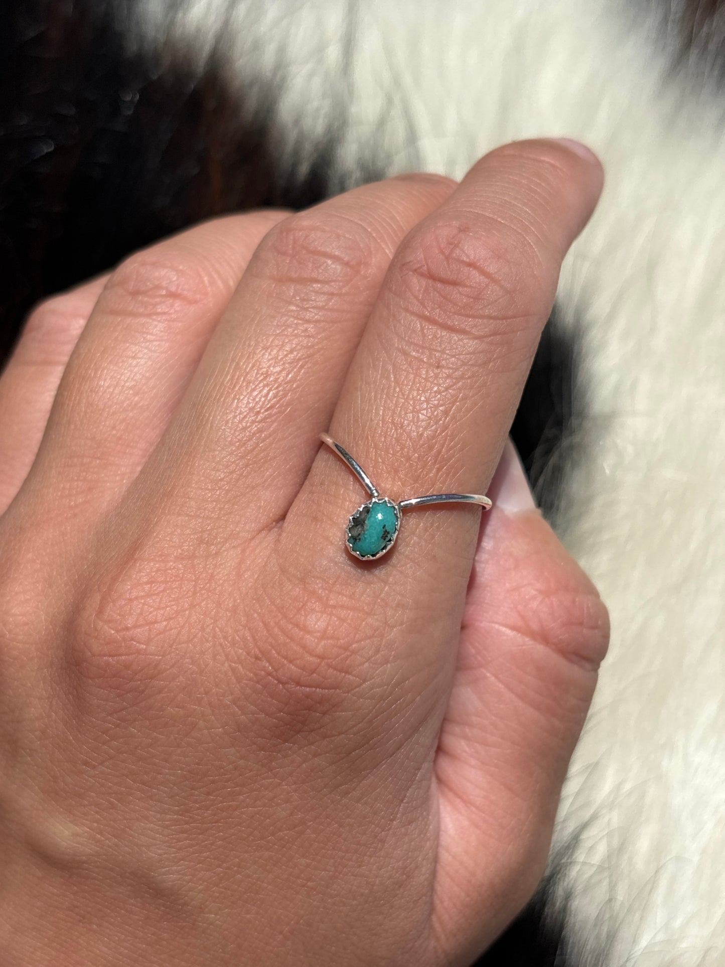 Native American, Hand-Made, Turquoise & Sterling Silver Ring Size 8.75