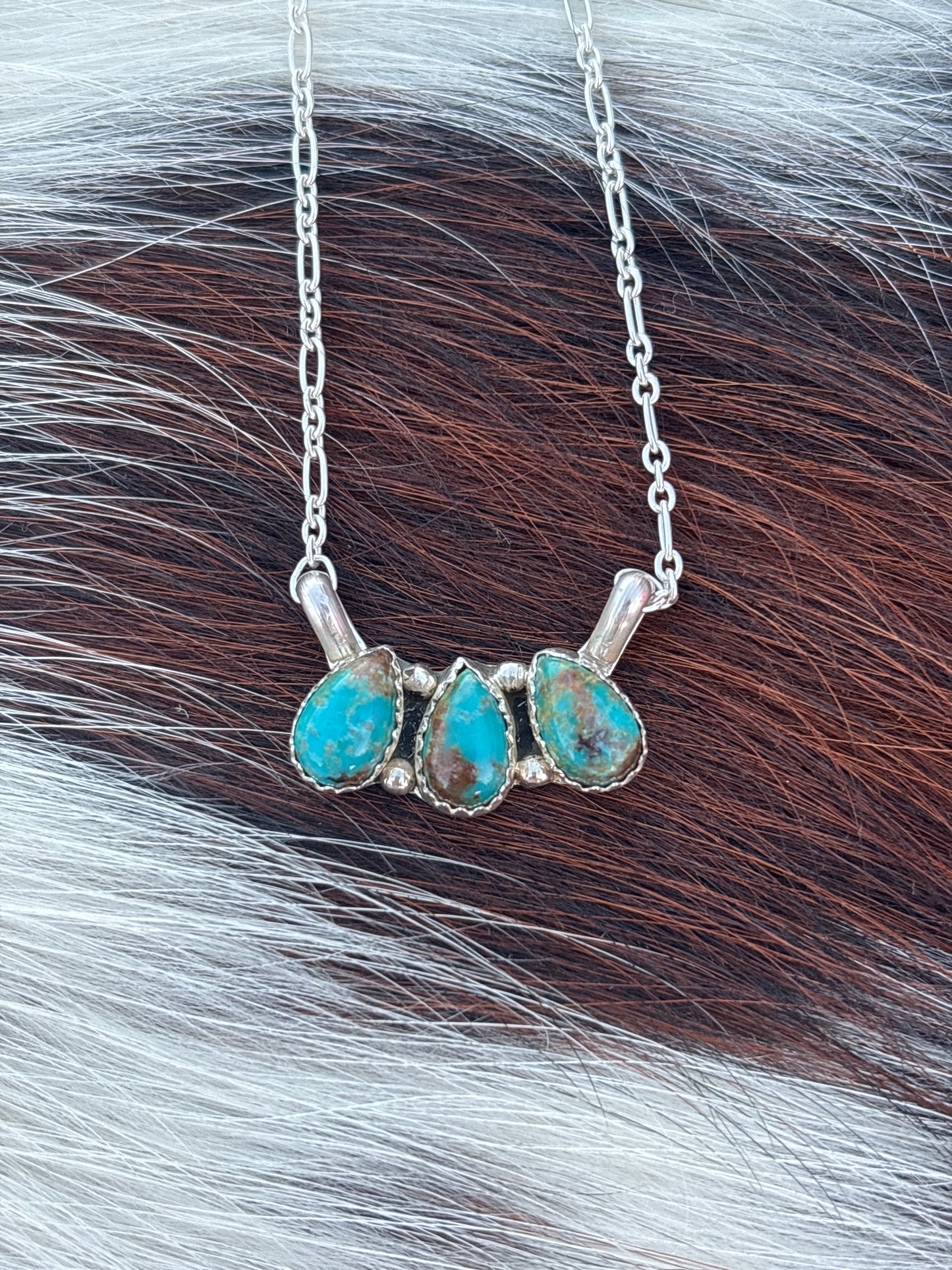 Native American, Hand-Made, Turquoise & Sterling Silver Necklace #2
