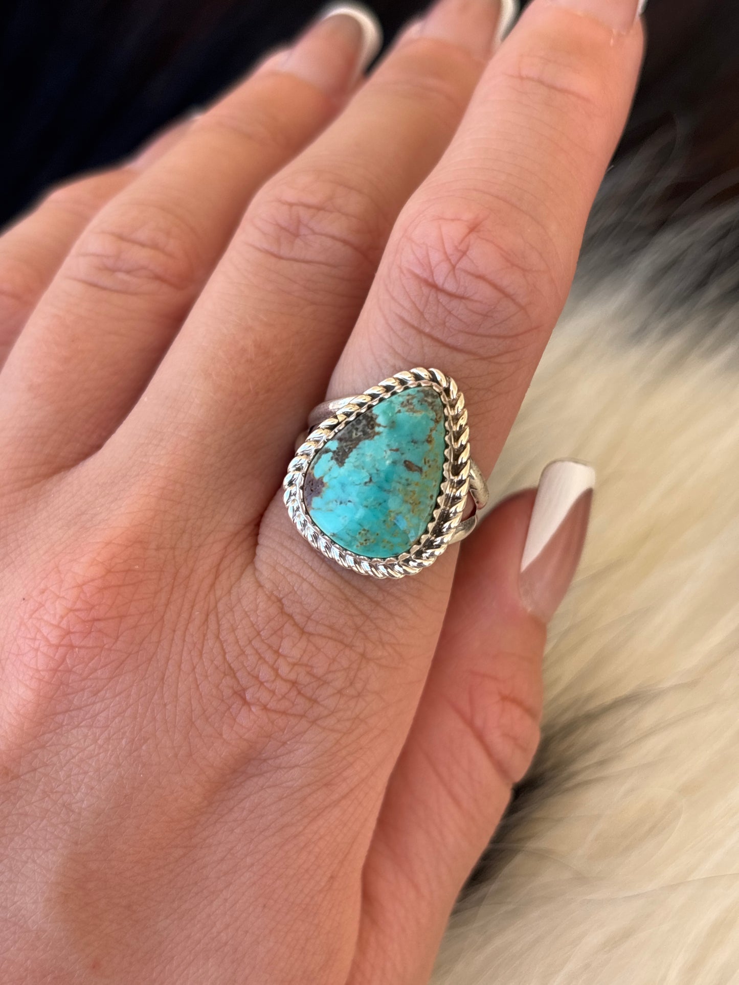 Native American, Hand-Made, Turquoise & Sterling Silver Ring