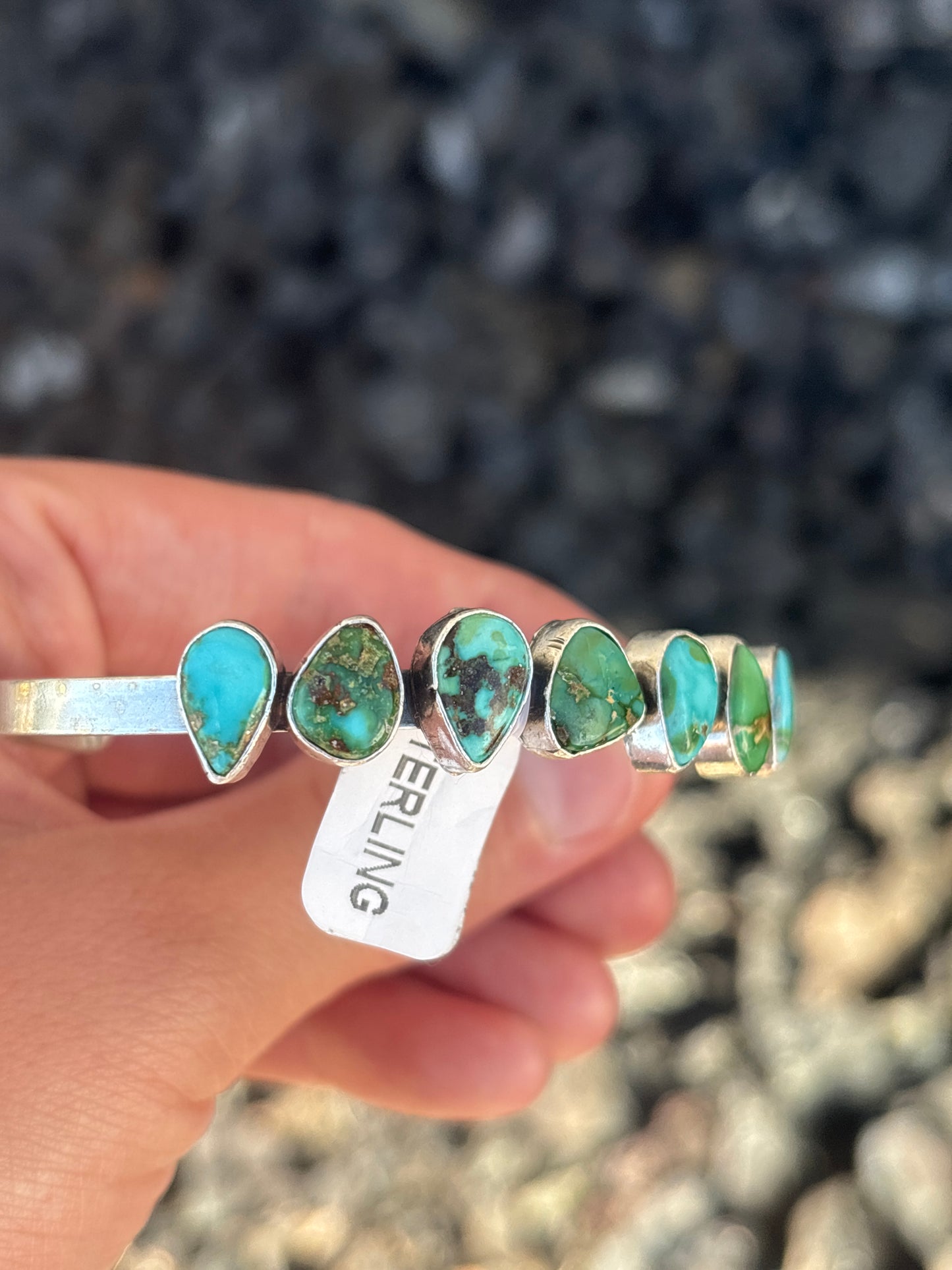 Native American, Handmade, Turquoise & Sterling Silver Cuff