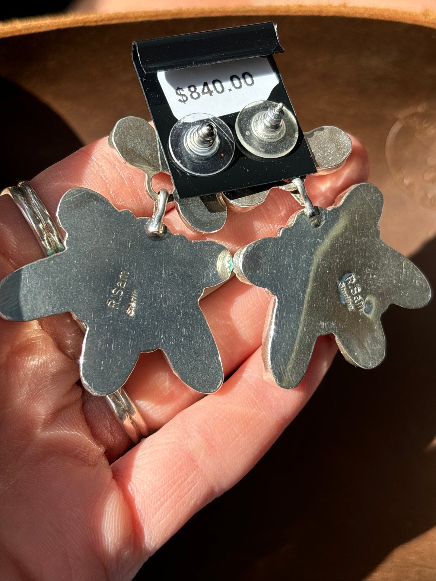 Native Made Turquoise & Sterling Silver Cluster Earrings