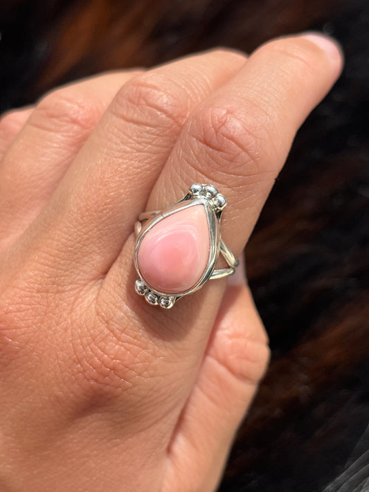 Native American, Hand-Made, Pink Conch & Sterling Silver Ring