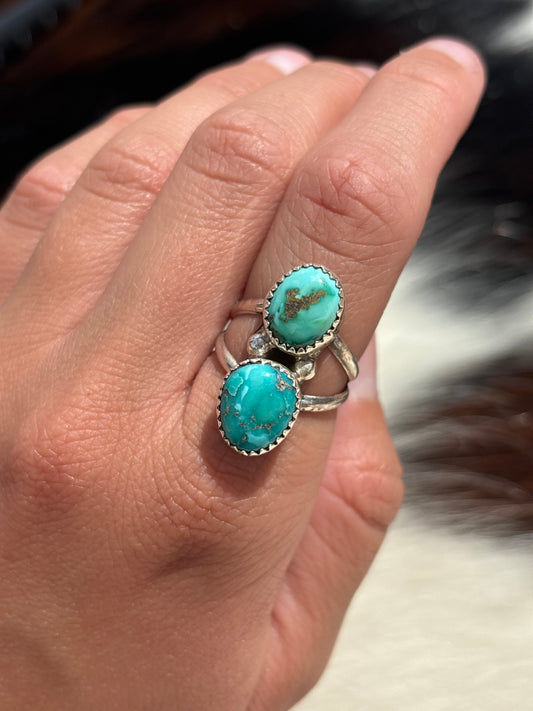 Native American, Hand-Made, Emerald Valley Turquoise & Sterling Silver Ring