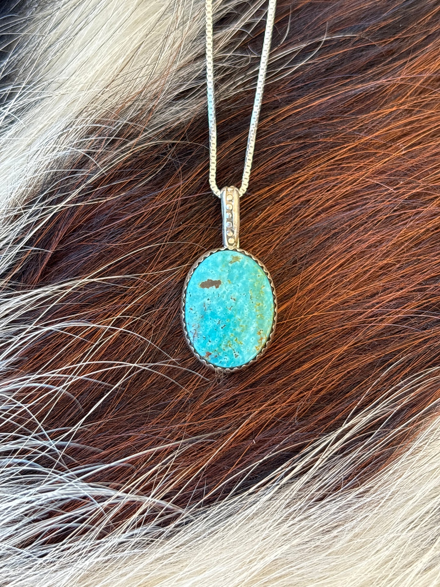 Native American, Hand-Made, Turquoise & Sterling Silver Necklace