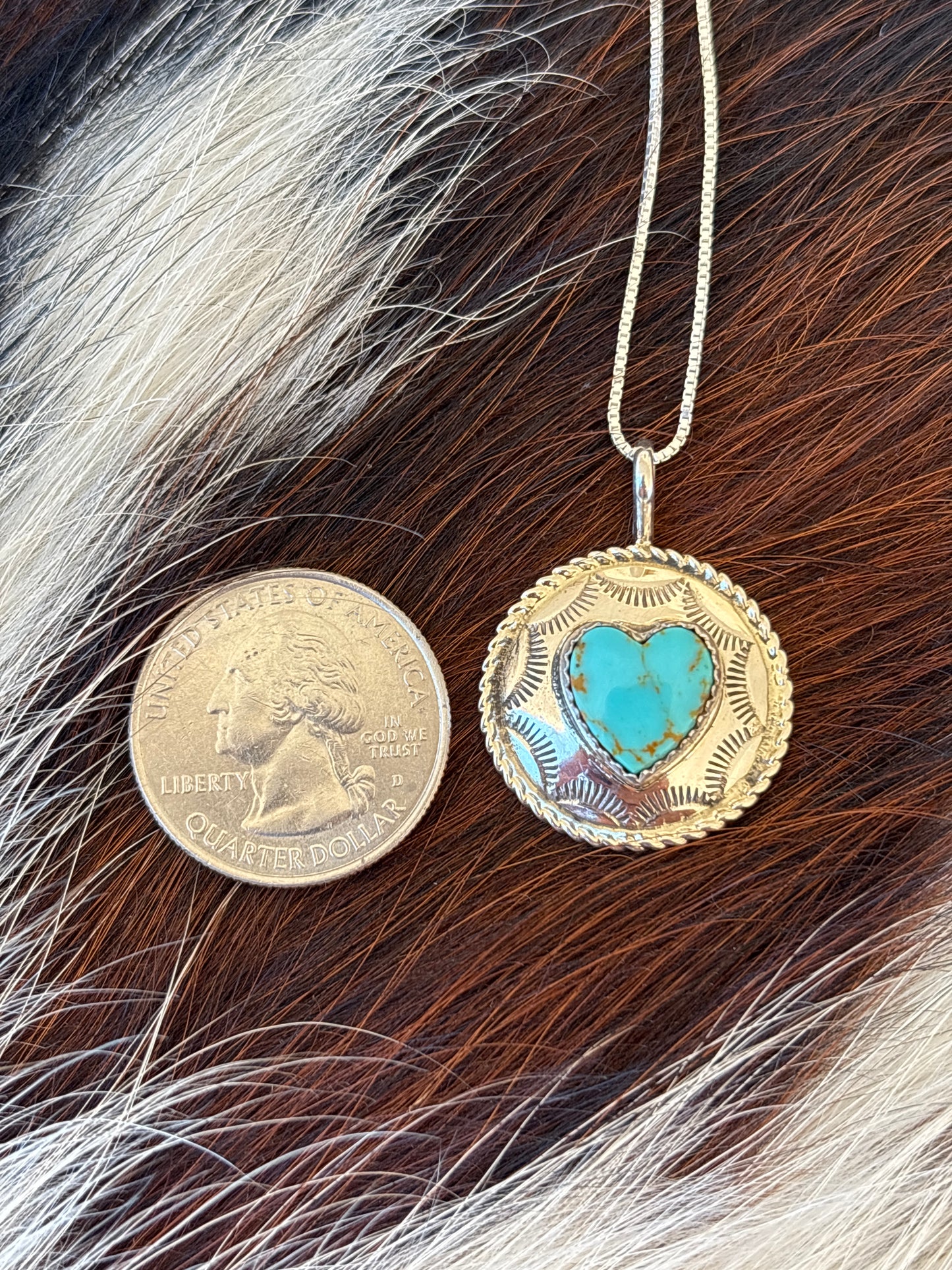 Native American, Hand-Made, Turquoise & Sterling Silver Necklace
