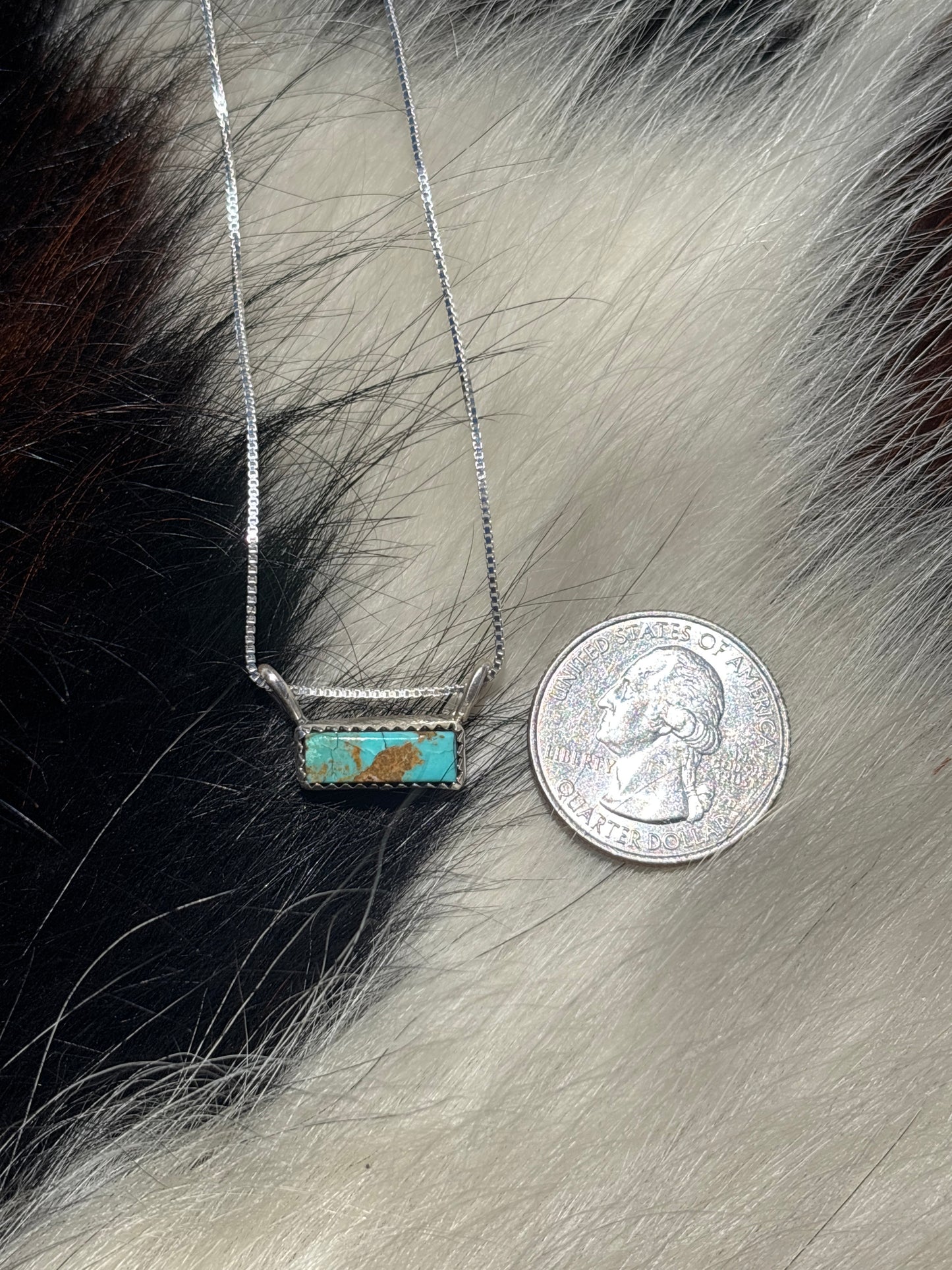Native American, Hand-Made, Turquoise & Sterling Silver Bar Necklace