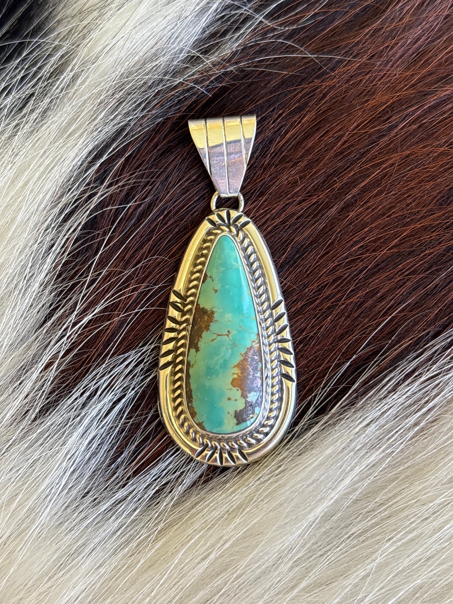 Native American, Hand-Made, Turquoise & Sterling Silver Pendant
