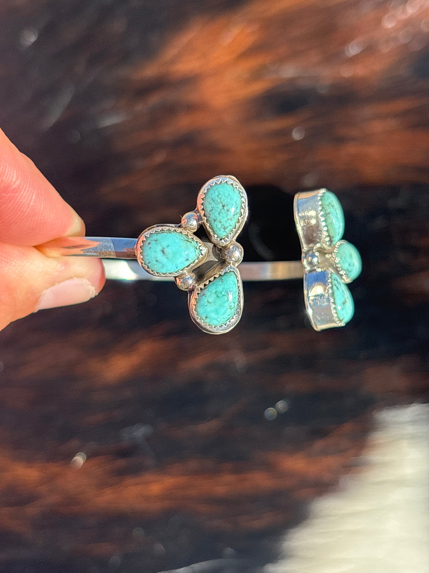 Native American, Handmade, Turquoise & Sterling Silver Cuff