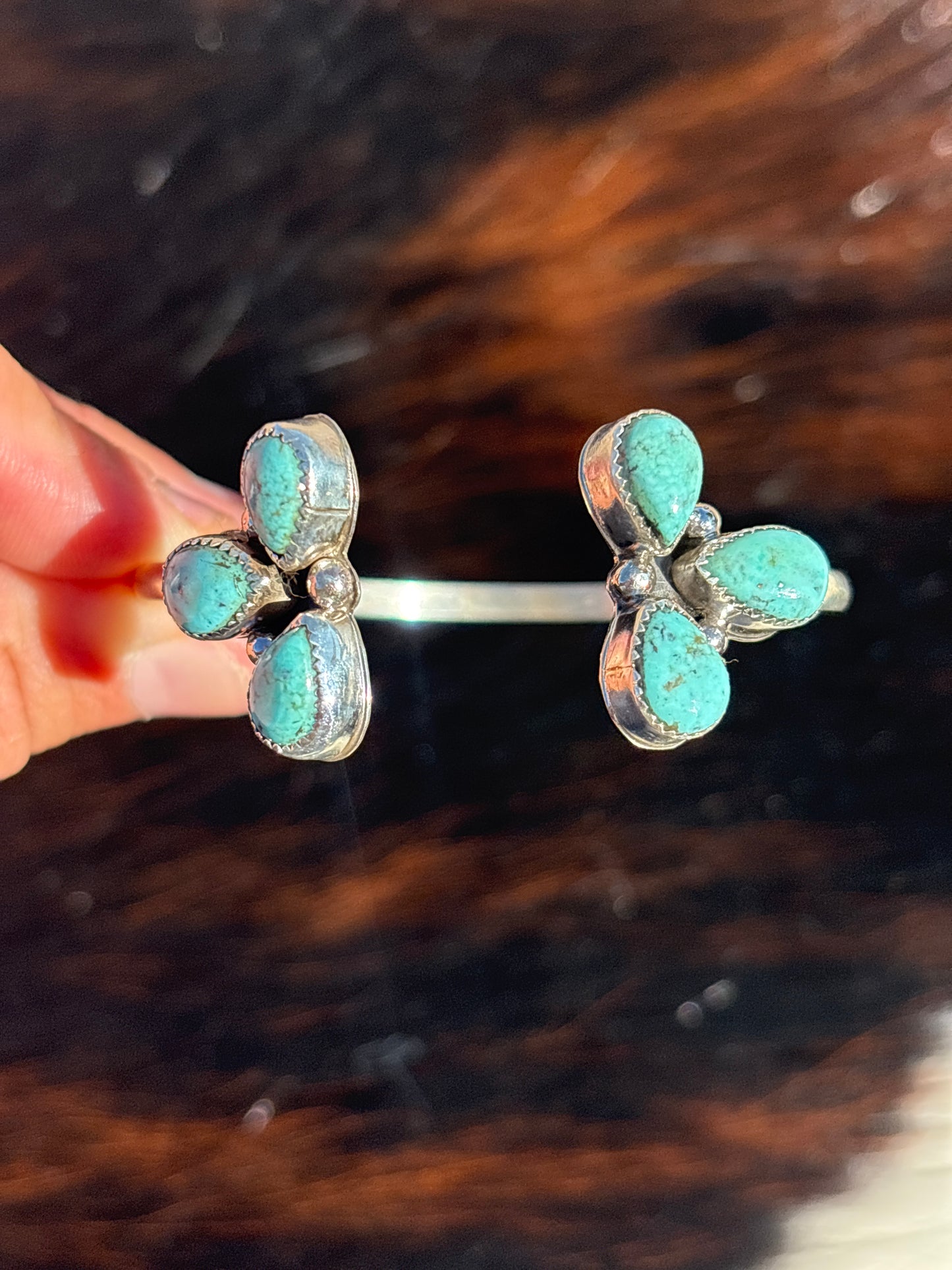 Native American, Handmade, Turquoise & Sterling Silver Cuff