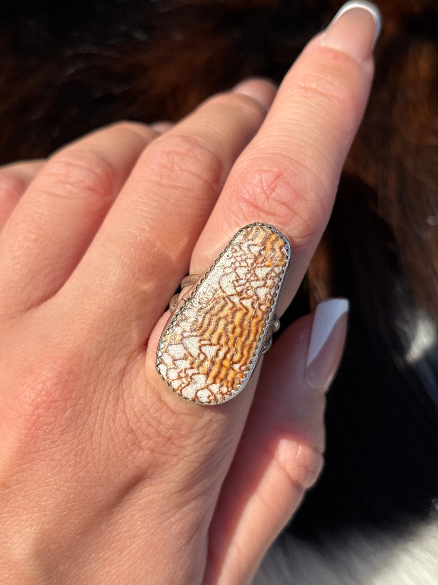 Native American, Hand-Made, Cone Shell & Sterling Silver Ring