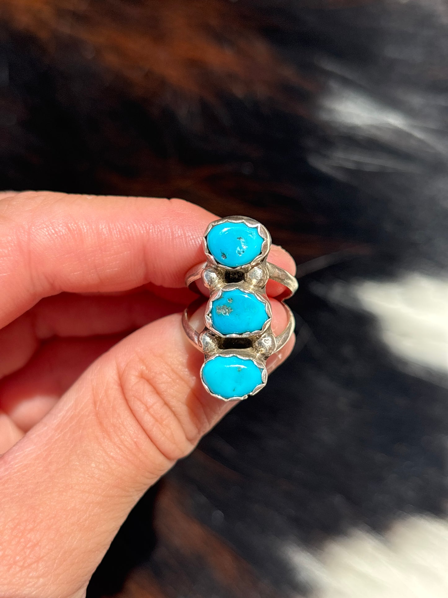 Native American, Hand-Made, Sleeping Beauty Turquoise & Sterling Silver Ring