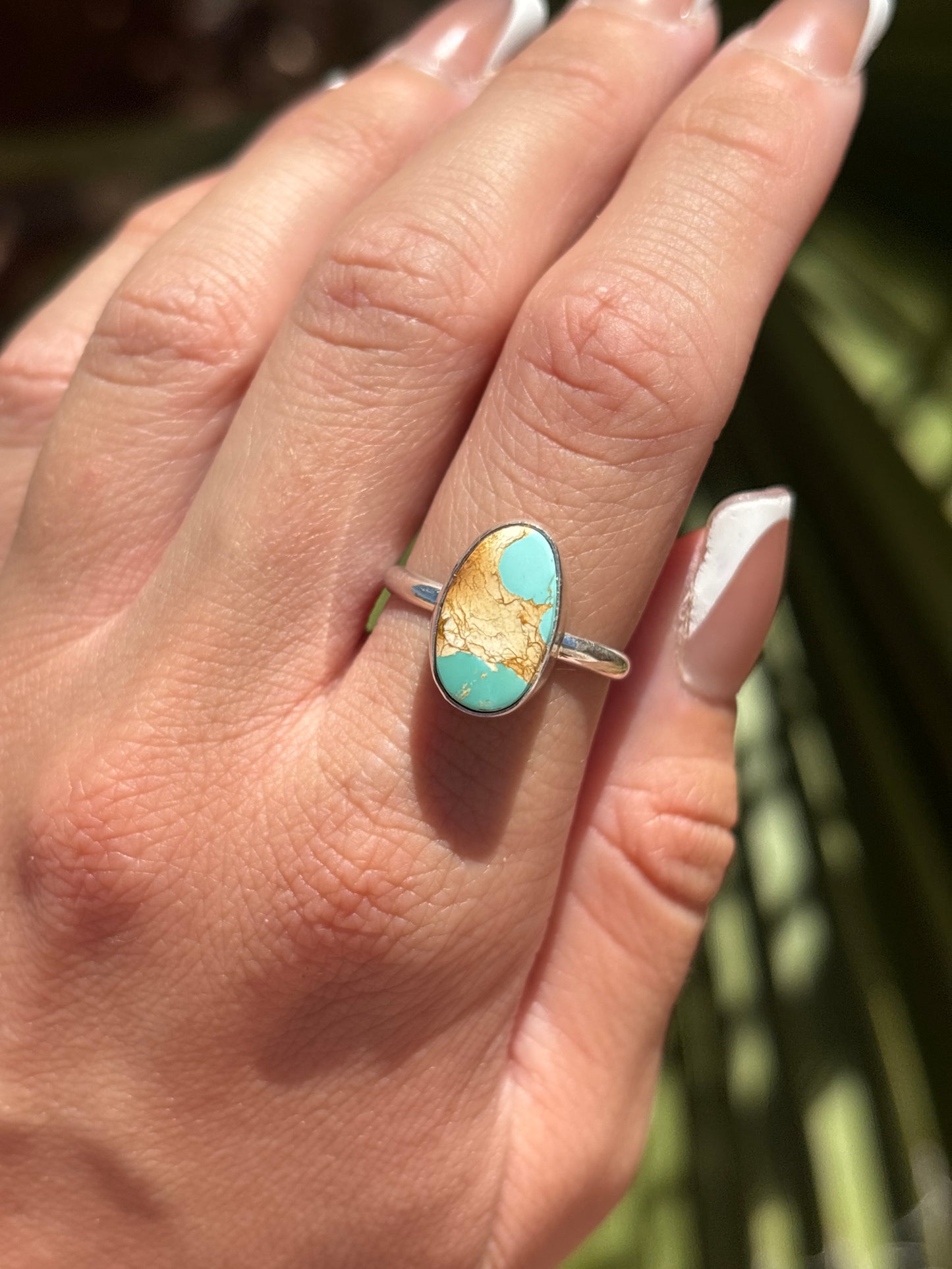 Native American, Hand-Made, Royston Turquoise & Sterling Silver Ring