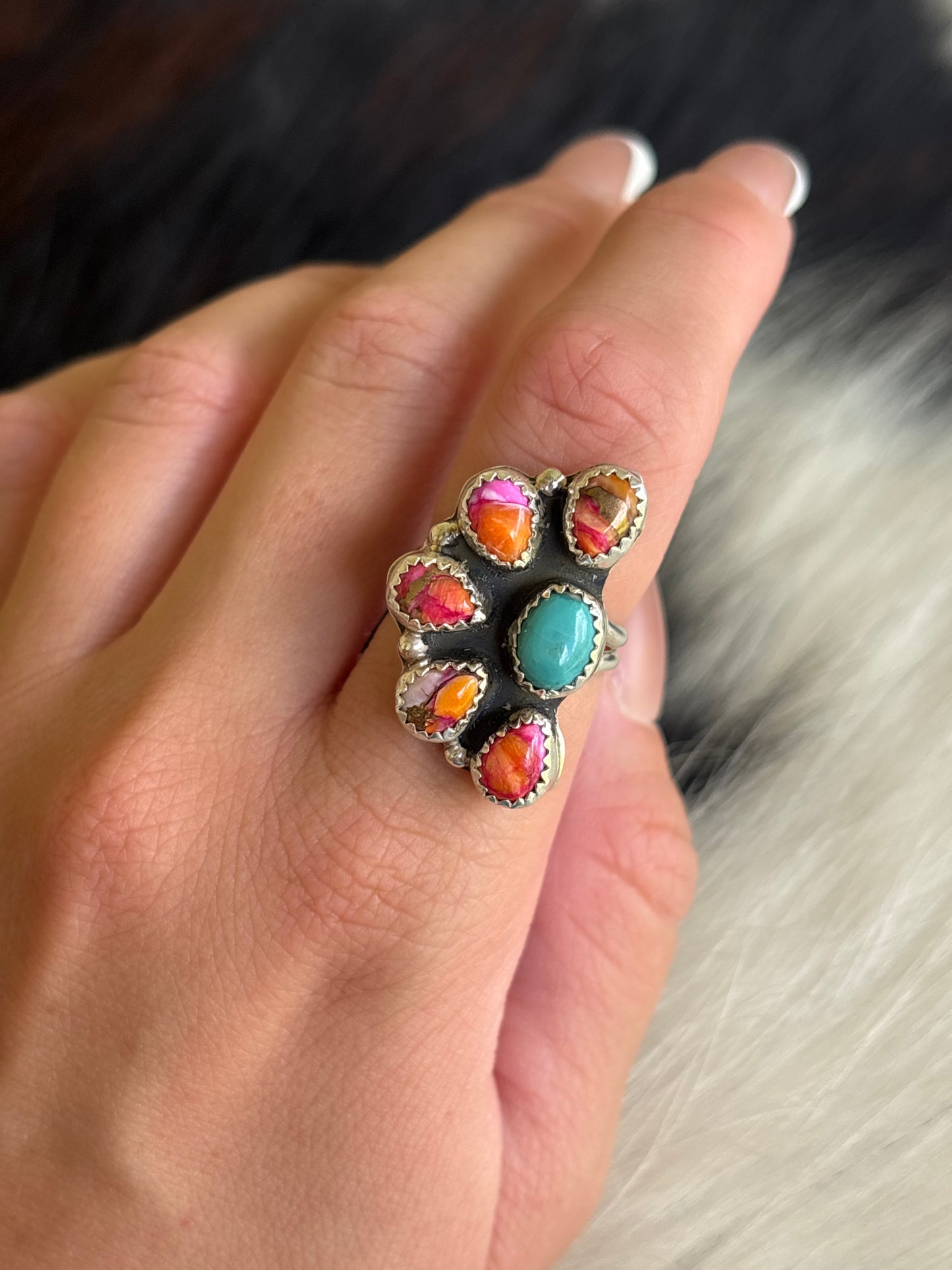 Native American, Hand-Made, Mojave, Turquoise & Sterling Silver Ring