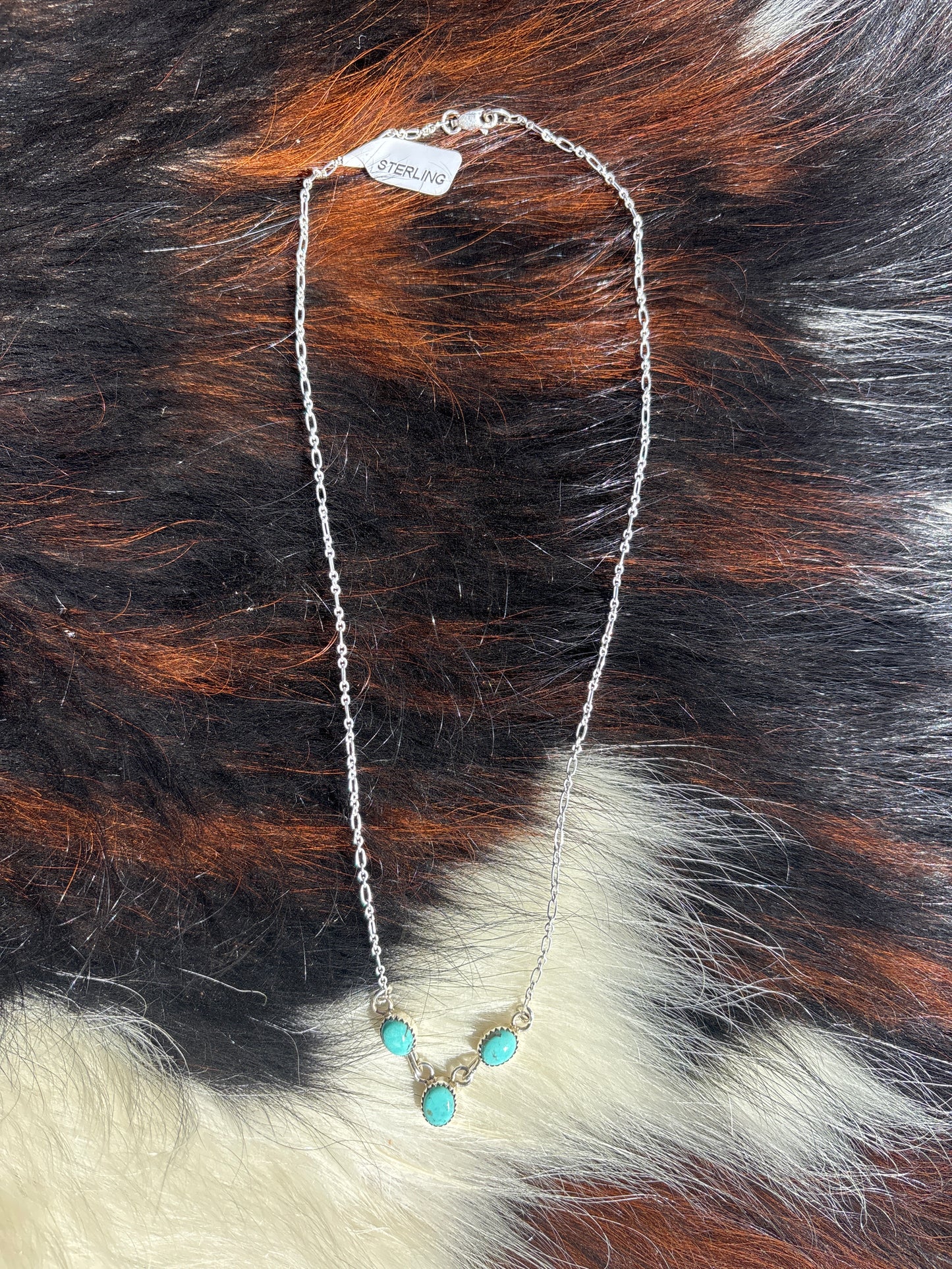 Native American, Hand-Made, Turquoise & Sterling Silver Necklace