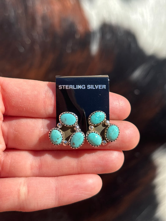 Native Made, Turquoise & Sterling Silver Earrings