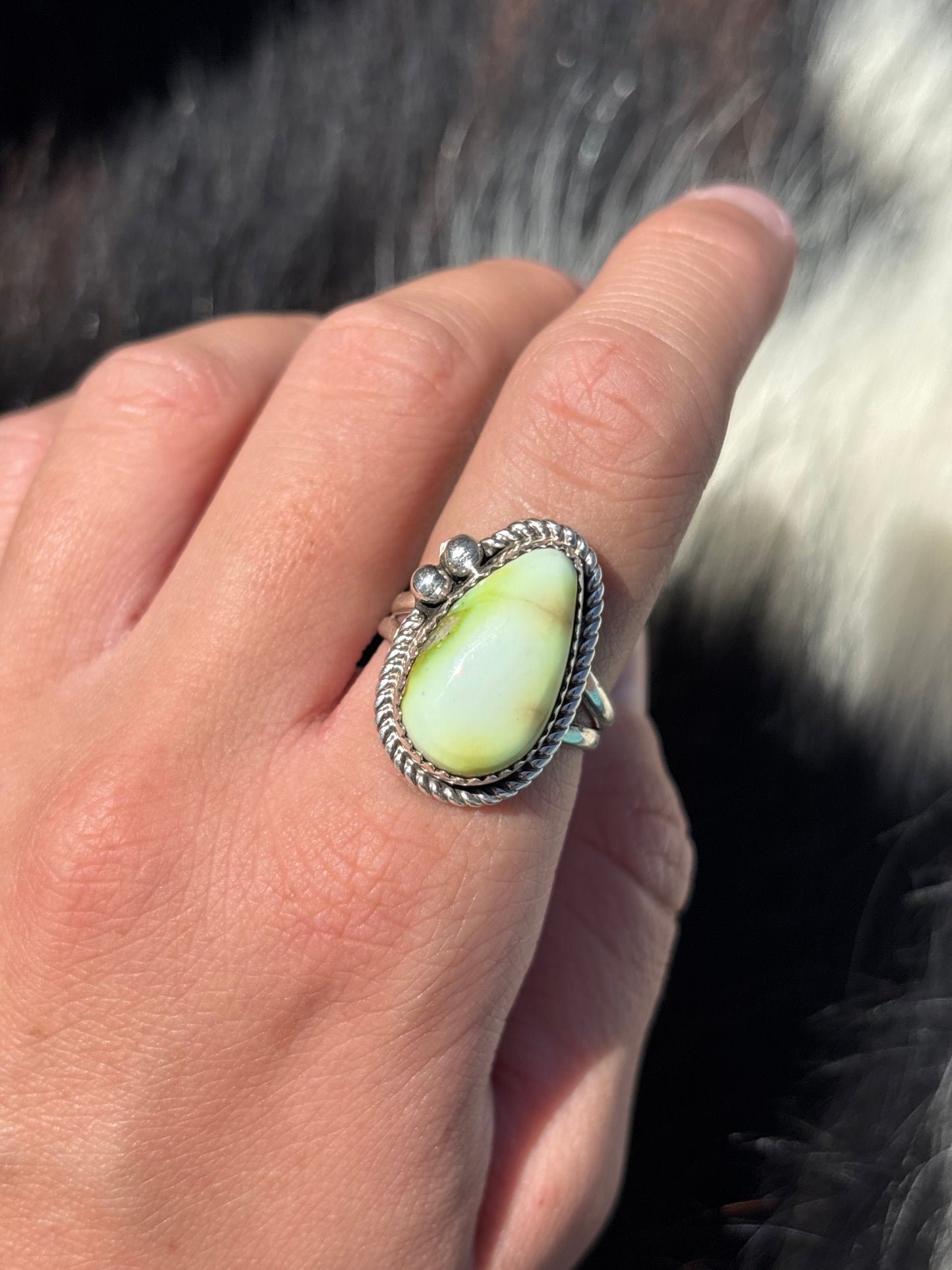 Native American, Hand-Made, Palomino Variscite & Sterling Silver Ring