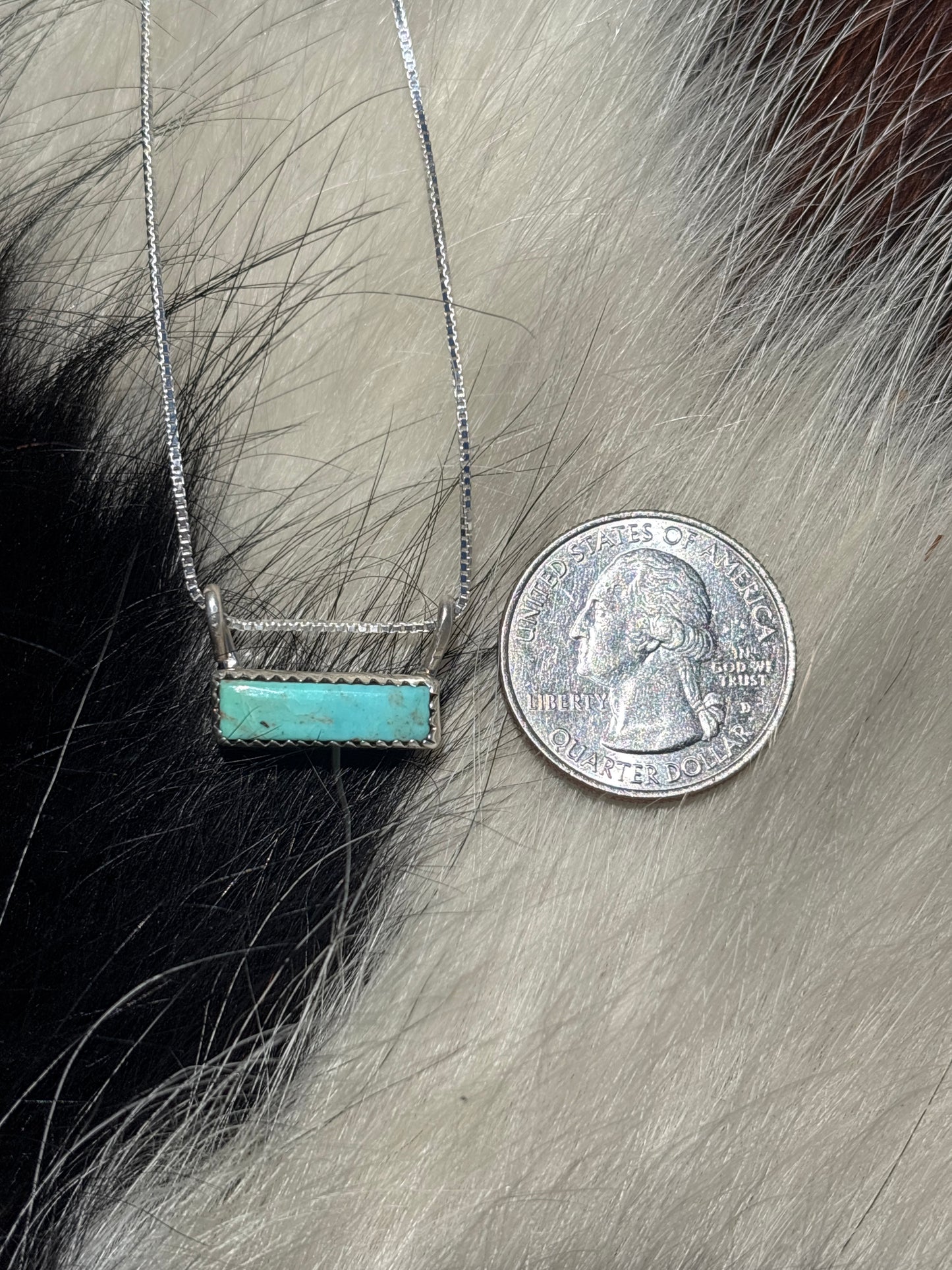 Native American, Hand-Made, Turquoise & Sterling Silver Bar Necklace