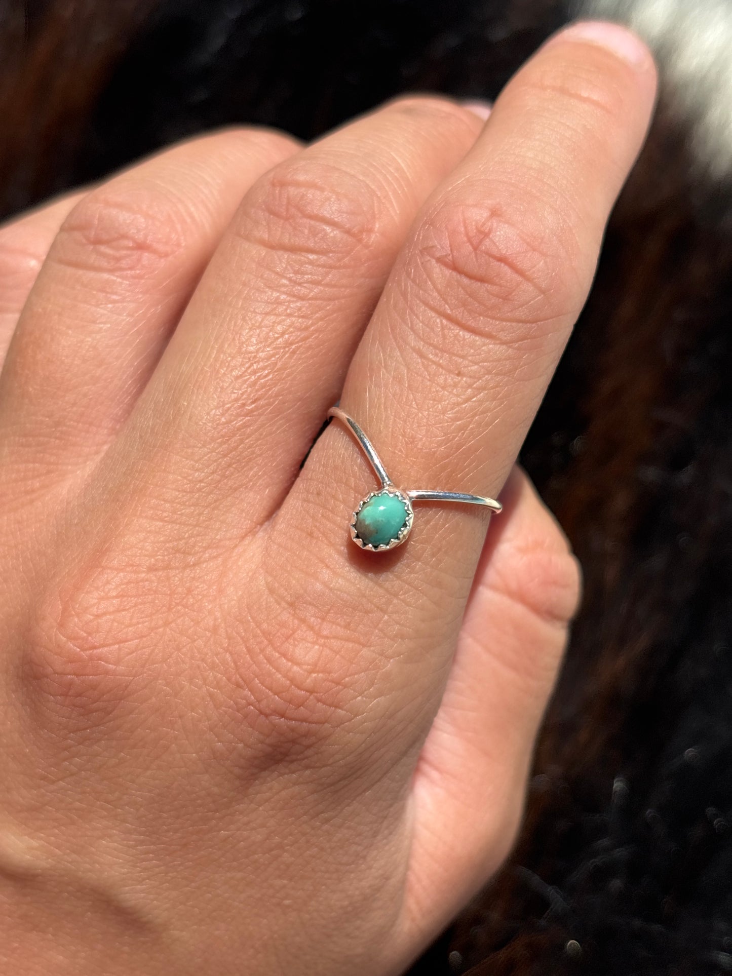 Native American, Hand-Made, Turquoise & Sterling Silver Ring Size 8