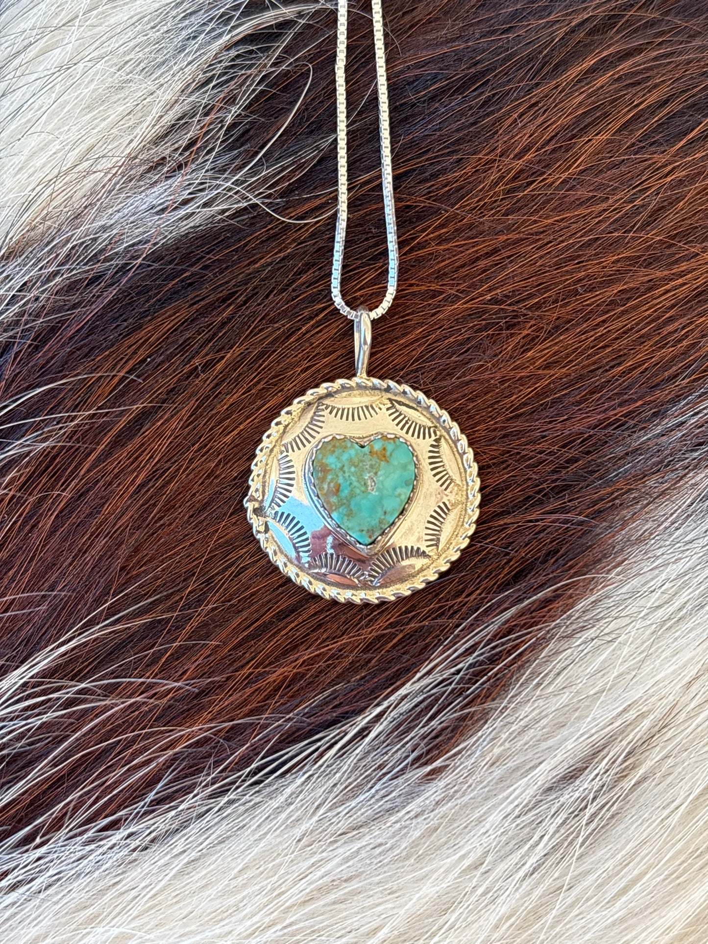 Native American, Hand-Made, Turquoise & Sterling Silver Necklace