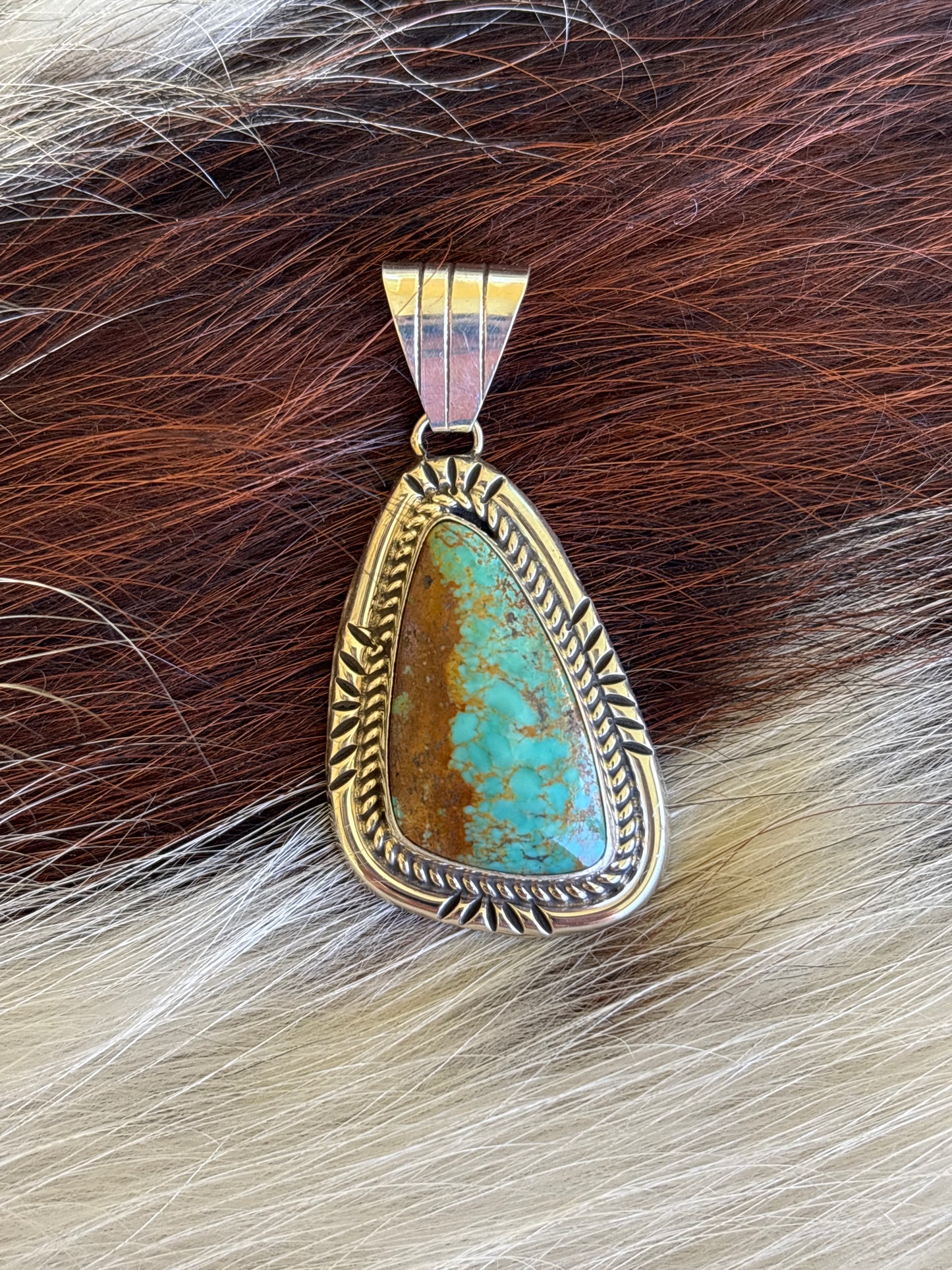 Native American, Hand-Made, Turquoise & Sterling Silver Pendant