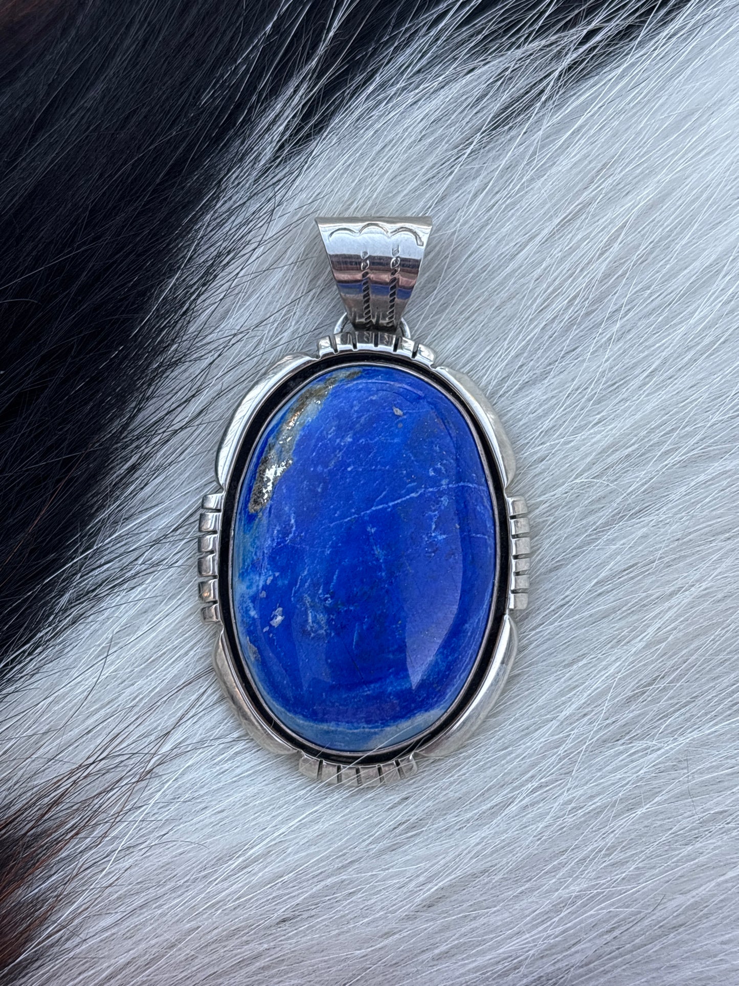Vintage Native American, Hand-Made, Sodalite & Sterling Silver Pendant