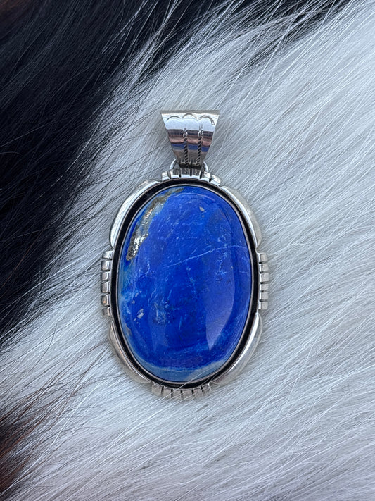 Vintage Native American, Hand-Made, Sodalite & Sterling Silver Pendant