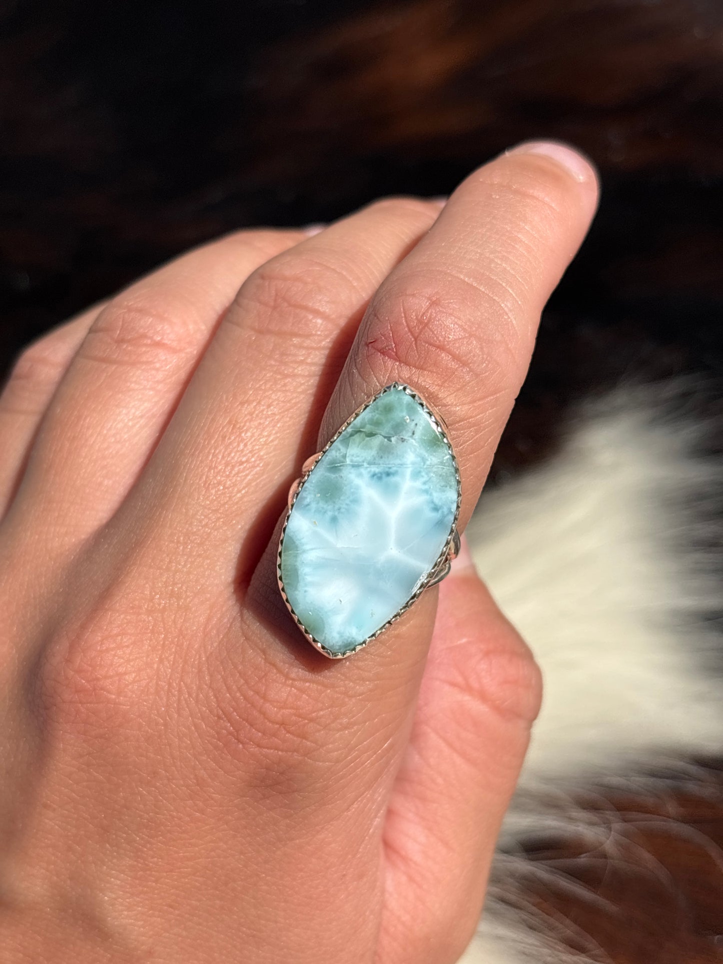Native American, Hand-Made, Larimar & Sterling Silver Ring