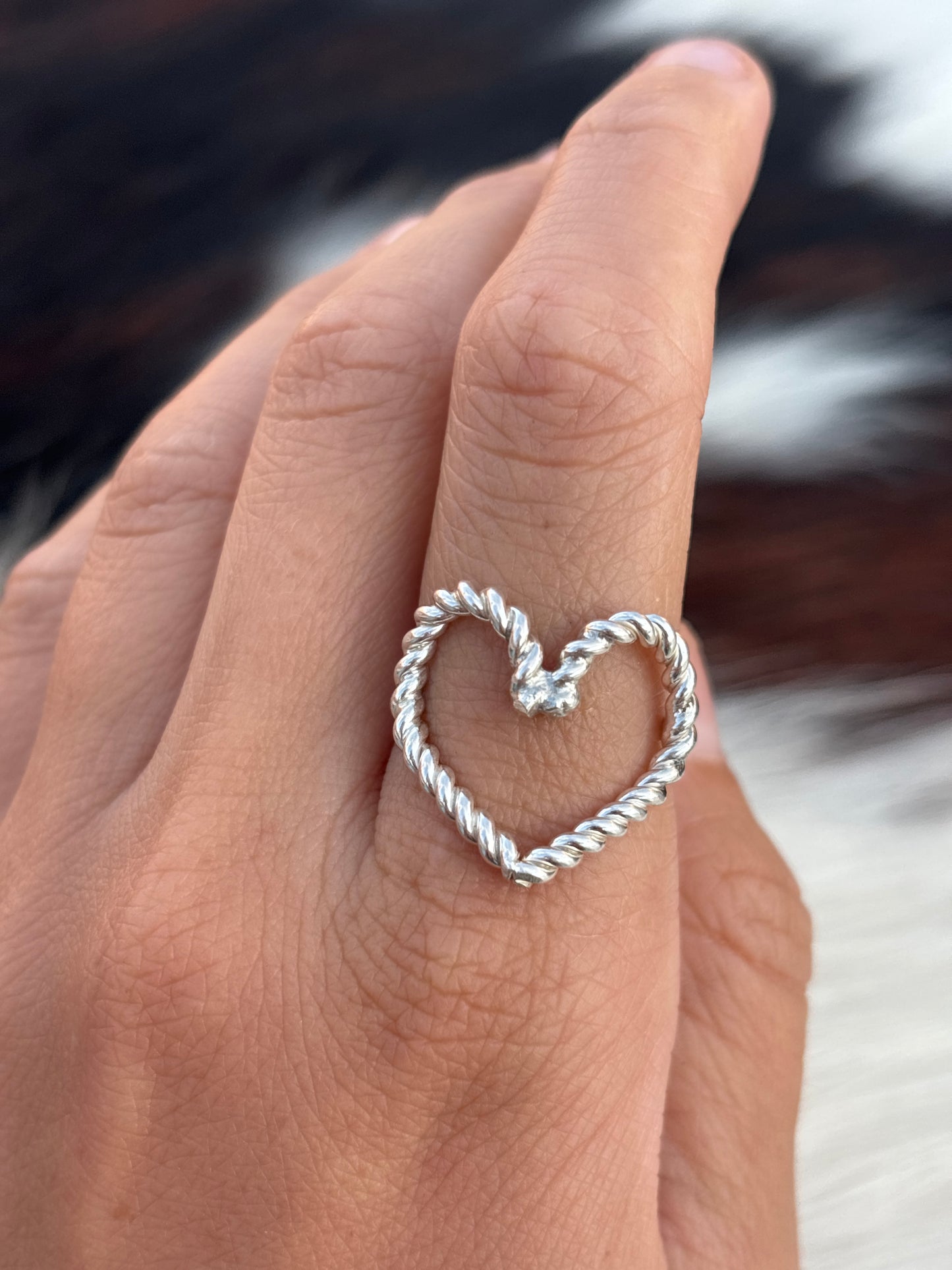 Native American, Hand-Made, Sterling Silver Heart Ring