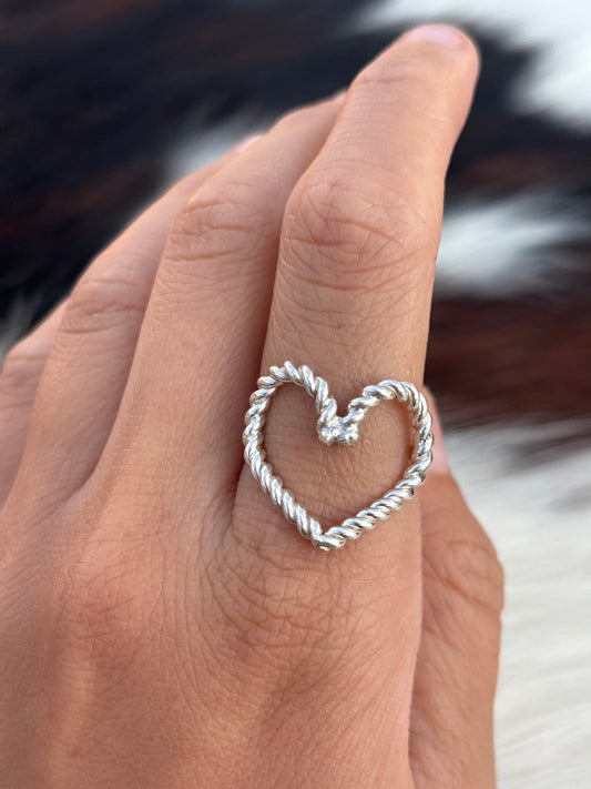 Native American, Hand-Made, Sterling Silver Heart Ring
