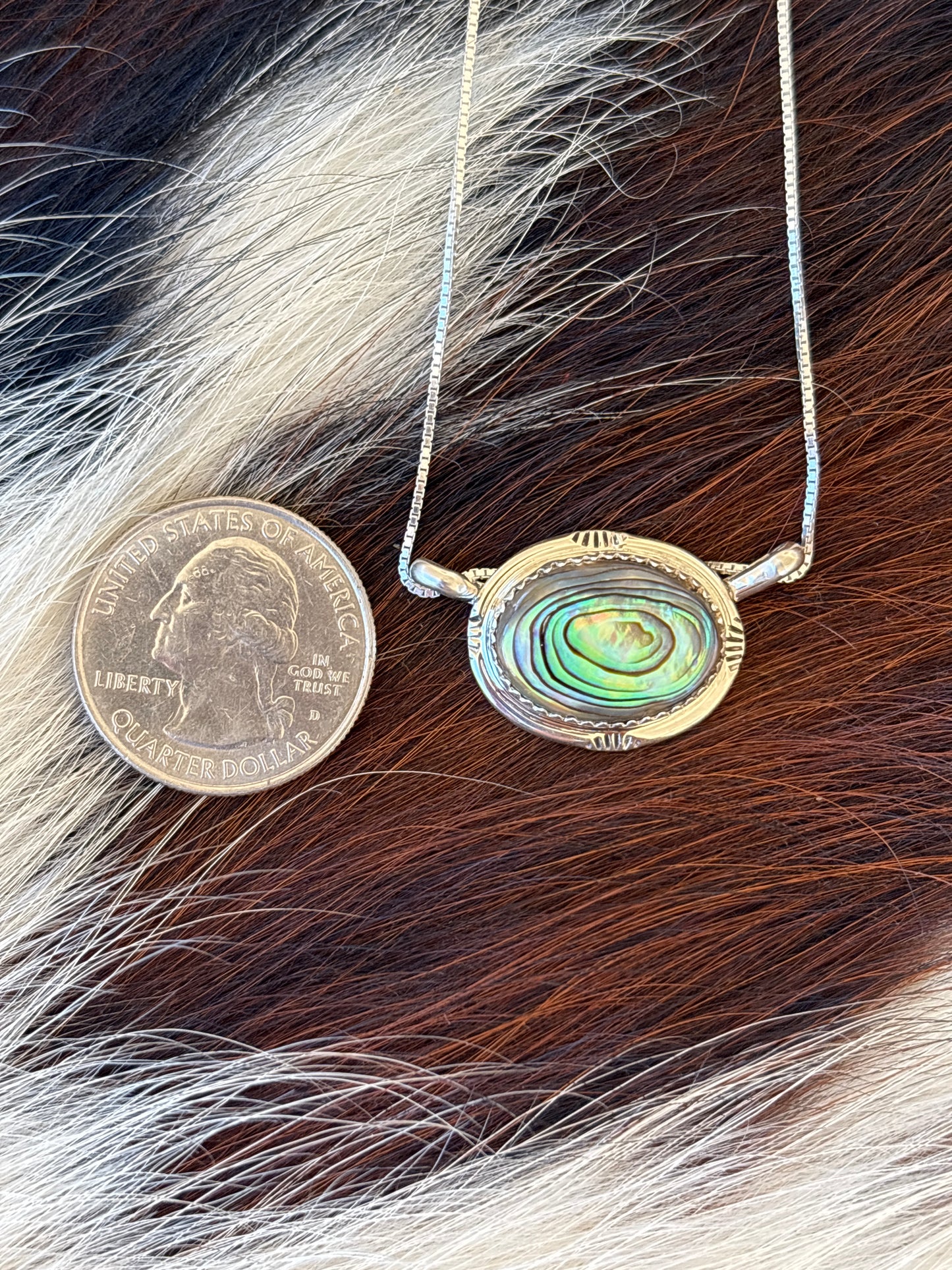 Native American, Hand-Made, Abalone & Sterling Silver Necklace