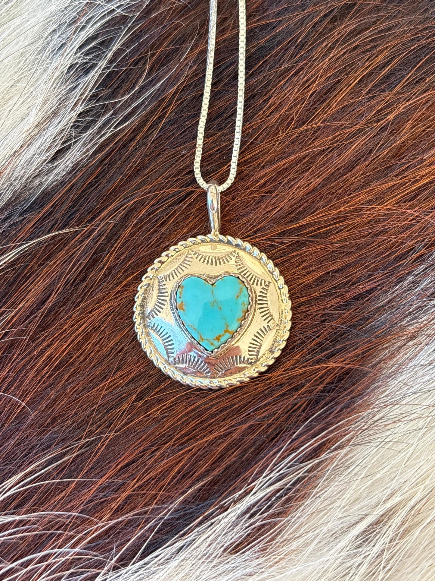 Native American, Hand-Made, Turquoise & Sterling Silver Necklace